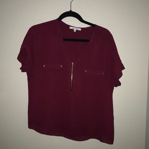 Maroon short sleeve top